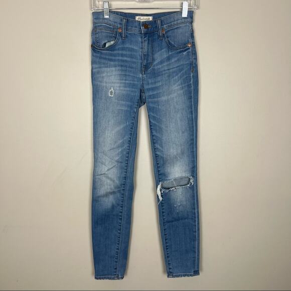 Madewell 9" High Riser Skinny Skinny Jeans Light Wash Light Distressing sz 25 - Picture 2 of 12